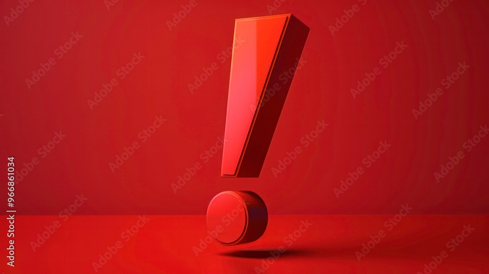 Aufkleber a 3d rendering of a red exclamation mark against a red background.