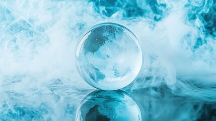 Glass Globe Earth in Smoke and Mist