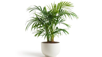 Fototapeta premium A beautiful plant is placed on a clean and pure white background. The plant shows its lush green leaves and perhaps some delicate stems. The contrast between the vibrant plant and the plain white back