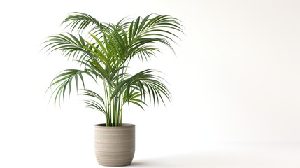 Obraz premium A beautiful plant is placed on a clean and pure white background. The plant shows its lush green leaves and perhaps some delicate stems. The contrast between the vibrant plant and the plain white back
