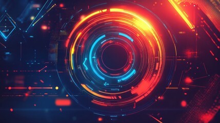 Fototapeta premium Futuristic Arrows and Circles on Abstract Background.