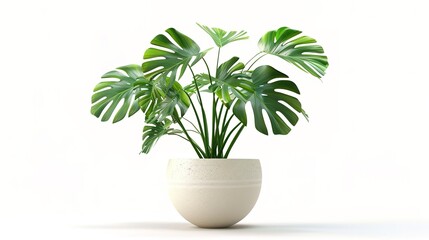 Fototapeta premium A beautiful plant is placed on a clean and pure white background. The plant shows its lush green leaves and perhaps some delicate stems. The contrast between the vibrant plant and the plain white back
