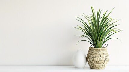 A beautiful plant is placed on a clean and pure white background. The plant shows its lush green leaves and perhaps some delicate stems. The contrast between the vibrant plant and the plain white back