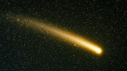 Golden Comet in Night Sky with Stars