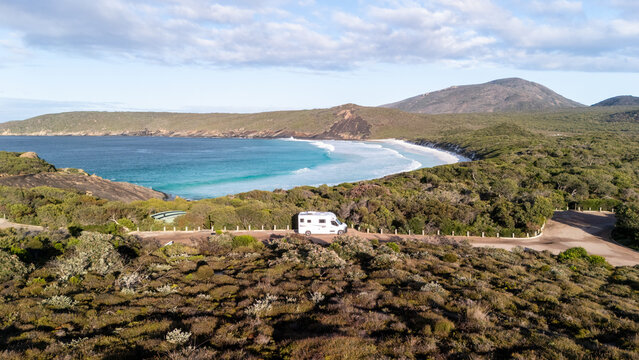 Aerial view of Hellfire Bay in Cape Le Grand National Park, Western Australia