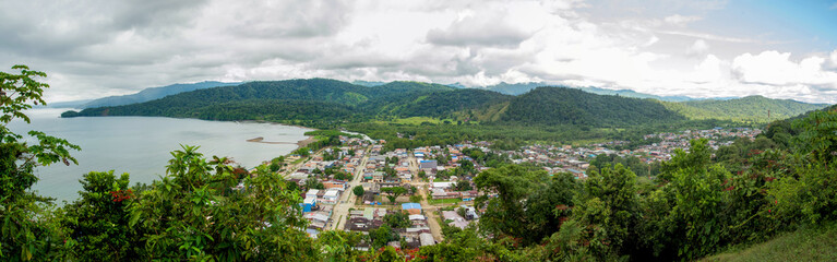 Obraz premium Bahía Solano, municipality of the department of Chocó, located in the northwest of Colombia, Beautiful panoramic view of the bay.cop 16,Whale watching