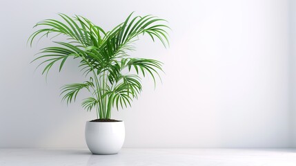 Fototapeta premium A beautiful plant is placed on a clean and pure white background. The plant shows its lush green leaves and perhaps some delicate stems. The contrast between the vibrant plant and the plain white back