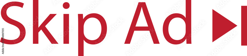 Poster skip ad button icon in trendy red flat style. skip advertisement png button for website design, onli