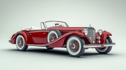 3D Retro Car Model on a White Background. Showcasing a Detailed and Classic Car Design in a Minimalistic Setting.