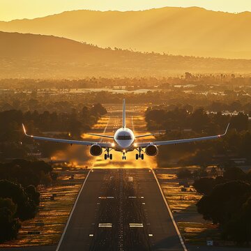 USA American Eagle Airlines Embraer ERJ-175 is approaching San Jose International Airport (SJC) in beautiful golden California sunlight.