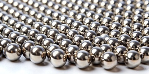 Selective focus magnetic metal balls on white background Close-Up