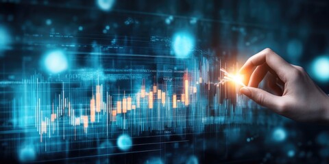 Obraz premium Business analysis, financial investment and technology concept. development to success and growing growth, analyzing financial graph on virtual screen