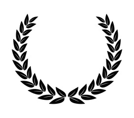Obraz premium Laurel wreath, Black circular laurel olive branches greek wreath vector illustration, A winner award of olive, stars of victory symbol, achievement heraldry symbol isolated on white background