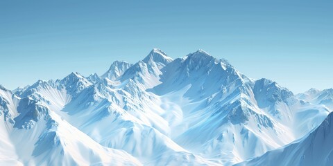 Fototapeta premium Snow-Covered Meadow with Distant Mountains - A peaceful winter scene of a snow-covered meadow with distant mountains in the background
