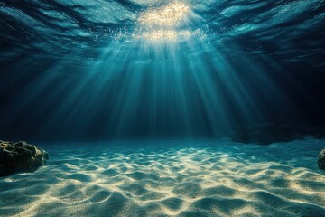 Sun Rays Shining Through Underwater Ripples