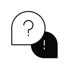 faq chat glyph icon with white background vector stock illustration