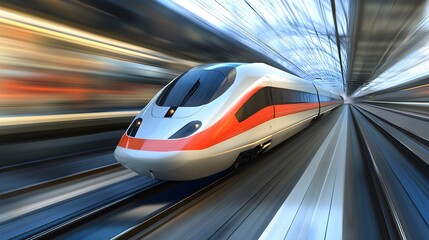 Fototapeta premium High-Speed Train - Future Travel - Blurred Background, Fast Motion