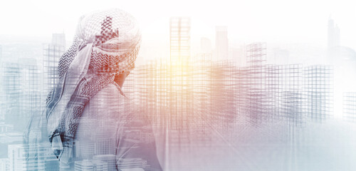 Arabian contractor planning architecture blueprint city building construction development industry...