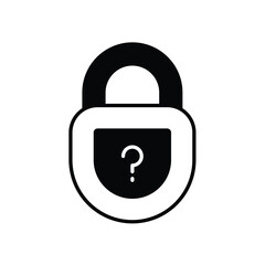 padlock glyph icon with white background vector stock illustration