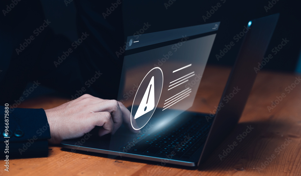 Poster online internet web page of websites security access, business internet caution and warning on risks