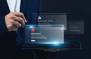 Online internet web page of websites security access, Business Internet Caution and warning on...