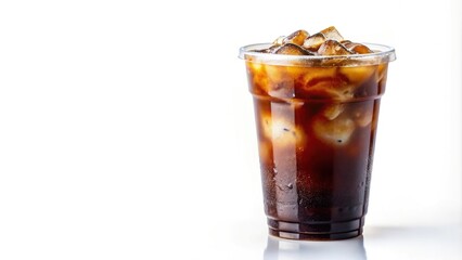 Silhouette Americano ice coffee on white background
