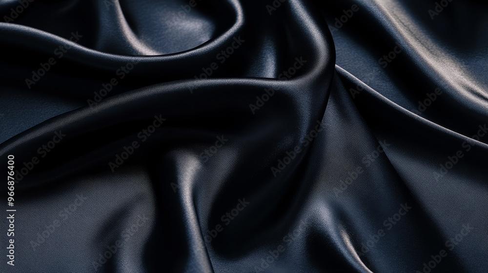 Poster softly draped black silk satin fabric creates an elegant display of smooth folds that highlight its 