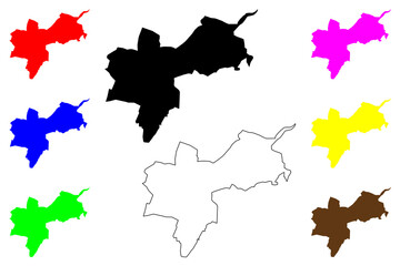 Basel-Stadt (Cantons of Switzerland, Swiss cantons, Swiss Confederation) map vector illustration, scribble sketch Canton of Basel-Stadt map