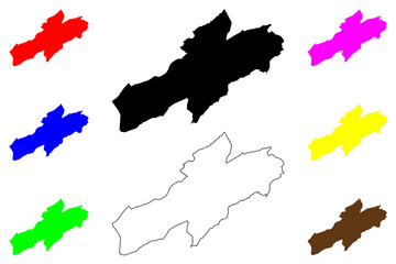 Neuchate (Cantons of Switzerland, Swiss cantons, Swiss Confederation) map vector illustration, scribble sketch Republic and Canton of Neuchâtel map