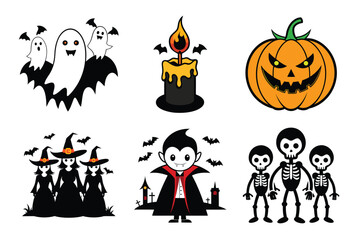 set of halloween characters