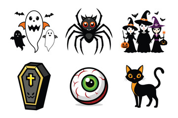 set of halloween characters