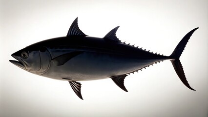 Obraz premium Silhouette of a Skipjack tuna swimming on a white background