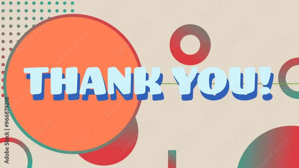 Poster animation of thank you text over shapes moving