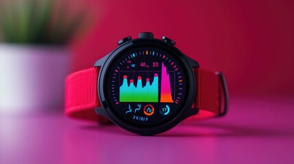 Close up of a smartwatch display showcasing detailed sleep tracking data and real time health monitoring metrics for a comprehensive look at personal well being and lifestyle optimization