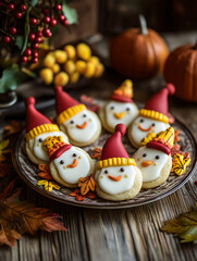 Obraz premium Sugar Cookies Thanksgiving Day themed, food photography
