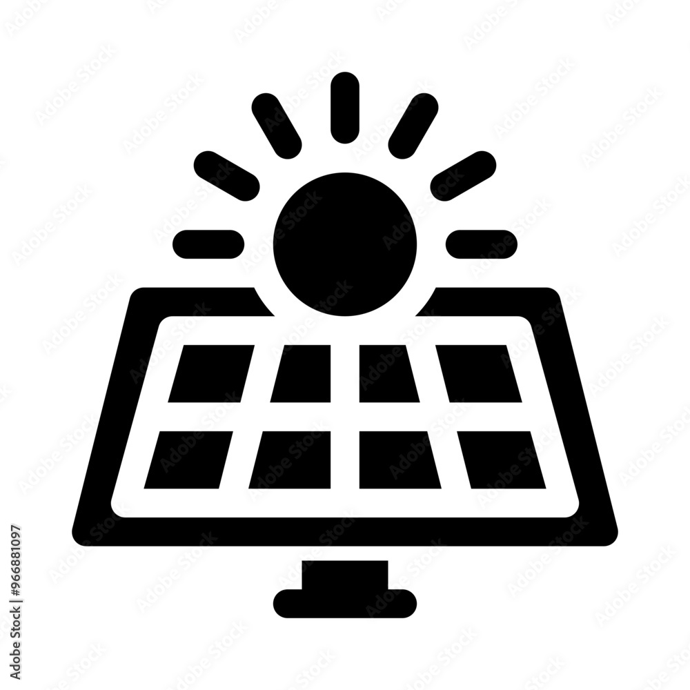 Poster solar panel glyph icon