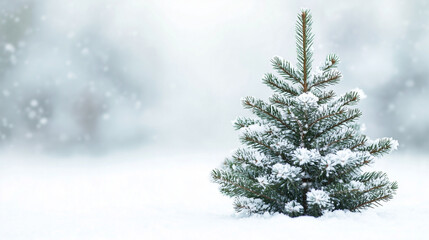 Christmas tree with snow, Christmas and New Year holiday background