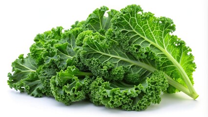 Silhouette of kale leaves on white background isolated with clipping path flat lay