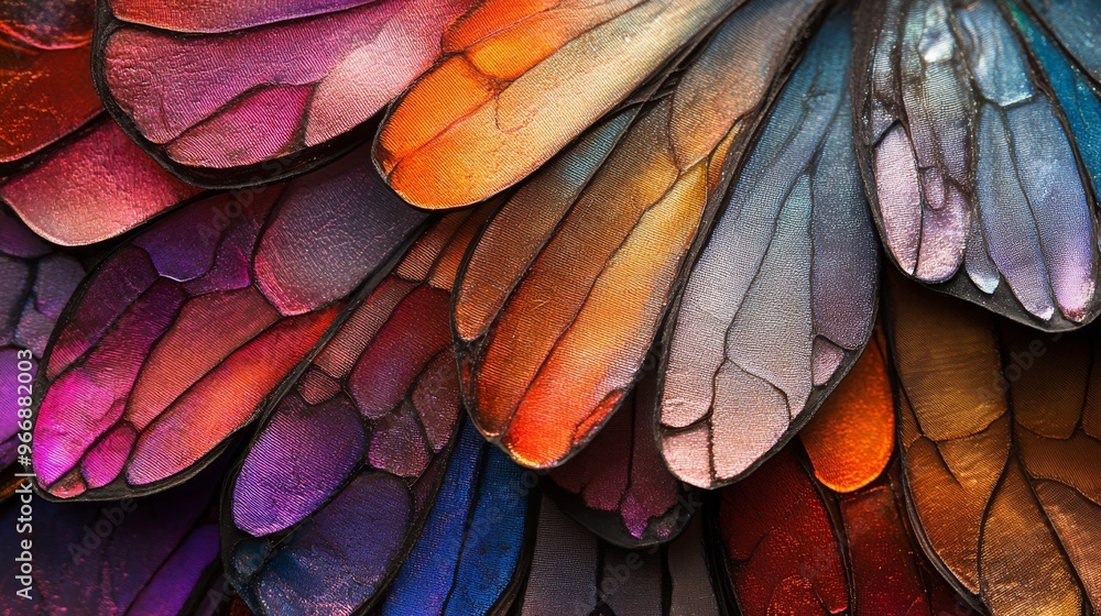 Poster a close-up view of multicolored butterfly wings