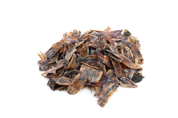 Dried squid (katoy) isolated on white background.Dried seafood.