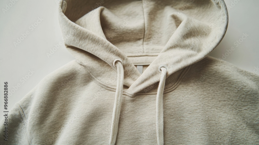 Poster a midangle view of a blank hoodie mockup is centered against a clean neutral backdrop, perfect for s