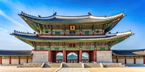 Silhouette of South main gate of Gyeongbokgung Palace in Seoul