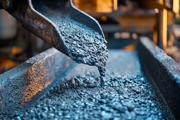 Concrete Being Poured from a Metal Chute