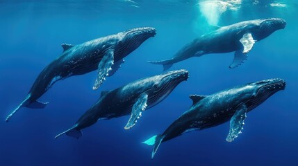 Fototapeta premium Humpback whales engaged in intricate underwater communication showcasing the complex acoustic behaviors and social interactions of these marine mammals in their natural ocean environment