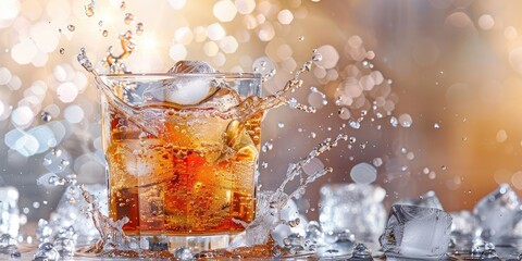 Old Fashioned Drink Splashing Out of Glass