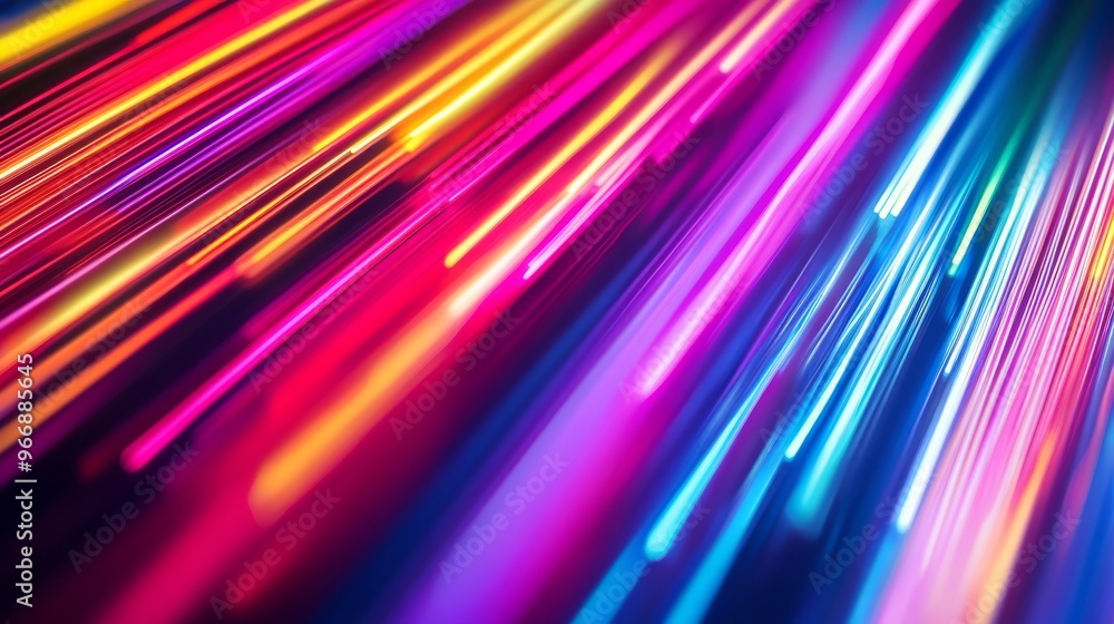 Poster colorful streaks of neon light intertwine, creating an energetic flow that suggests motion and vibra