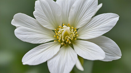 Obraz premium Close-up of a white flower Close up of white chrysanthemum flower petals gray background, 