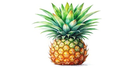 Fototapeta premium Silhouette watercolor painting of a realistic pineapple on white background with clipping path included