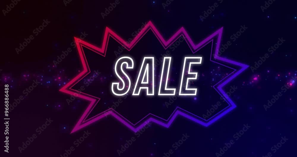 Canvas Prints Animation of sale text over blue and red spots