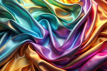 Obraz premium Silky background with dynamic color waves, smooth texture, glossy finish, high angle view